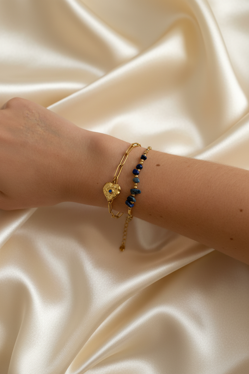 Bracelet Duo Cœur Saphir